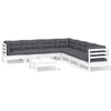 Image de vidaXL Ensemble salon de jardin 8 pièces avec coussins blanc pin massif