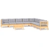 Image de vidaXL Ensemble salon de jardin 9 pièces avec coussins gris pin massif