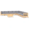 Image de vidaXL Ensemble salon de jardin 10 pièces avec coussins gris pin massif