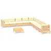 Image de vidaXL Ensemble salon de jardin 10 pièces avec coussins crème pin massif