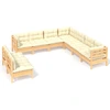 Image de vidaXL 9-tlg. Set de salon de jardin avec baisers en crème Massivholz Kiefer