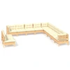 Image de ensemble salon de jardin 11 pièces avec coussins Crème pin massif