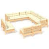 Image de ensemble salon de jardin 11 pièces avec coussins Crème pin massif