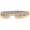 Image de ensemble salon de jardin 12 pièces avec coussins gris pin massif