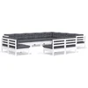 Image de vidaXL Ensemble salon de jardin 12 pièces avec coussins blanc pin massif