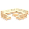 Image de ensemble salon de jardin 13 pièces avec coussins Crème pin massif