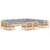 Image de ensemble salon de jardin 13 pièces avec coussins gris pin massif