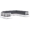 Image de vidaXL Ensemble salon de jardin 9 pièces avec coussins blanc pin massif