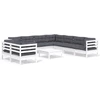 Image de vidaXL Ensemble salon de jardin 10 pièces avec coussins blanc pin massif