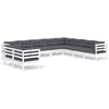 Image de vidaXL Ensemble salon de jardin 10 pièces avec coussins blanc pin massif