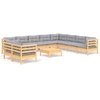 Image de ensemble salon de jardin 11 pièces avec coussins gris pin massif
