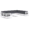 Image de vidaXL Ensemble salon de jardin 11 pièces avec coussins blanc pin massif
