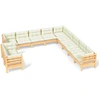 Image de ensemble salon de jardin 11 pièces avec coussins Crème pin massif