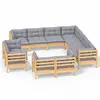 Image de ensemble salon de jardin 11 pièces avec coussins gris pin massif