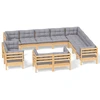 Image de ensemble salon de jardin 12 pièces avec coussins gris pin massif