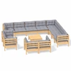 Image de ensemble salon de jardin 13 pièces avec coussins gris pin massif