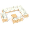Image de ensemble salon de jardin 13 pièces avec coussins Crème pin massif