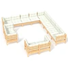 Image de ensemble salon de jardin 13 pièces avec coussins Crème pin massif