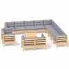Image de ensemble salon de jardin 14 pièces avec coussins gris pin massif