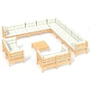 Image de Ensemble de salon de jardin 14 pièces vidaXL avec coussins crème, en bois de pin massif