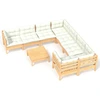 Image de vidaXL Ensemble de salon de jardin 9 pièces avec coussins Crème Pin