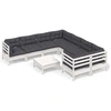 Image de vidaXL Ensemble salon de jardin 9 pièces avec coussins Pin blanc