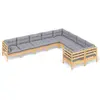 Image de vidaXL Ensemble de salon de jardin 9 pièces avec coussins gris en pin