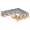 Image de vidaXL Ensemble de salon de jardin de 11 pièces avec coussins gris en pin