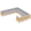 Image de vidaXL Ensemble de salon de jardin de 11 pièces avec coussins gris en pin
