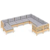 Image de vidaXL Ensemble de salon de jardin 10 pièces avec coussins gris en pin