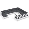 Image de vidaXL Ensemble de salon de jardin de 11 pièces avec coussins blanc pin