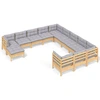 Image de ensemble salon de jardin 12 pièces avec coussins gris Pin