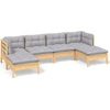 Image de vidaXL Ensemble de salon de jardin 6 pièces avec coussins gris en pin