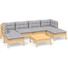Image de vidaXL Ensemble de salon de jardin 7 pièces avec coussins gris en pin