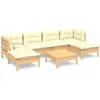 Image de vidaXL Ensemble salon de jardin 7 pièces avec coussins Crème Pin