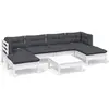Image de vidaXL Ensemble de salon de jardin 7 pièces avec coussins blanc pin