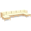Image de vidaXL Ensemble salon de jardin 7 pièces avec coussins Crème Pin