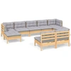 Image de vidaXL Ensemble de salon de jardin 9 pièces avec coussins gris en pin