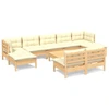 Image de vidaXL 10-tlg. Set de salon de jardin avec baisers en crème Kiefernholz