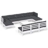 Image de vidaXL Ensemble de salon de jardin de 11 pièces avec coussins blanc pin