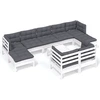 Image de vidaXL Ensemble salon de jardin 10 pièces avec coussins blanc pin massif