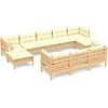 Image de vidaXL Ensemble salon de jardin 10 pièces avec coussins crème pin massif