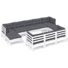 Image de vidaXL Ensemble salon de jardin 11 pièces avec coussins blanc pin massif