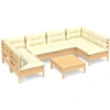 Image de vidaXL Ensemble salon de jardin 7 pièces avec coussins crème pin massif