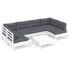 Image de vidaXL Ensemble salon de jardin 7 pièces avec coussins blanc pin massif