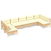 Image de vidaXL Ensemble salon de jardin 7 pièces avec coussins crème pin massif