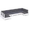 Image de vidaXL Ensemble salon de jardin 7 pièces avec coussins blanc pin massif