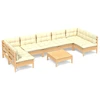 Image de vidaXL Ensemble salon de jardin 8 pièces avec coussins crème pin massif