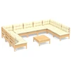 Image de vidaXL Ensemble salon de jardin 10 pièces avec coussins crème pin massif