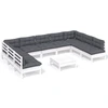 Image de vidaXL Ensemble salon de jardin 10 pièces avec coussins blanc pin massif